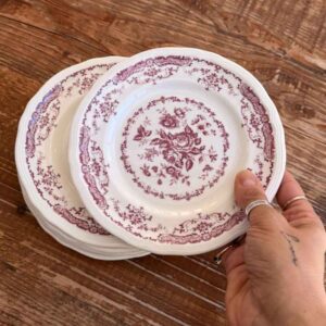 צלחת קינוח וינטג' בורדו